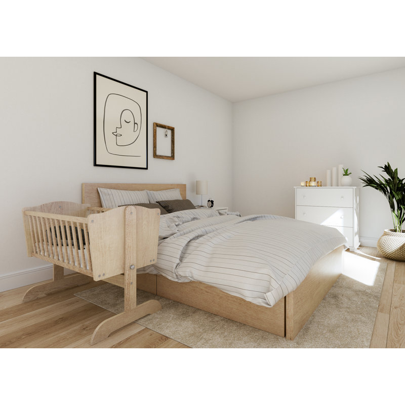 Maxi Bedside Cot with Bedding, Brown
