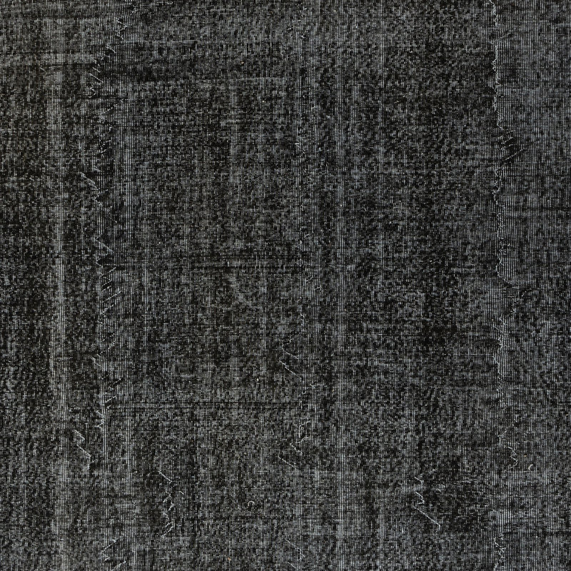 Tapis noir en laine fait à la main 6,8 x 9 pi. Tapis turc rétro pour le salon