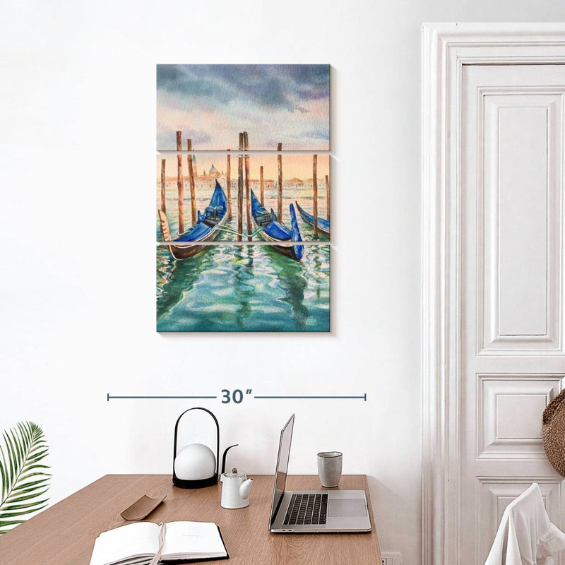 Gondoles Mehar dans le canal de Venise, H 32 po x l 20 po