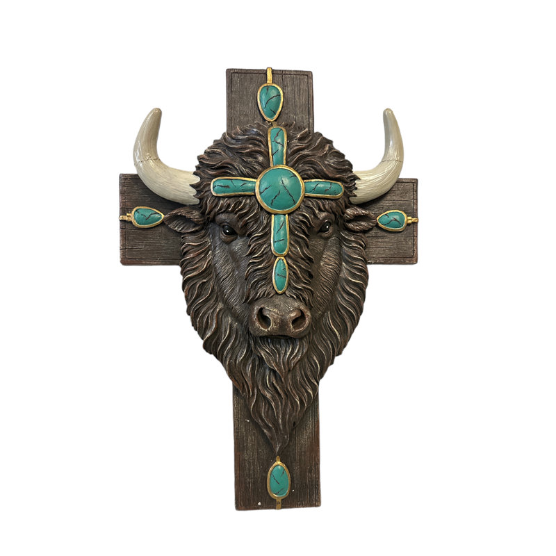 Pendentif croix de bison brun nord-américain