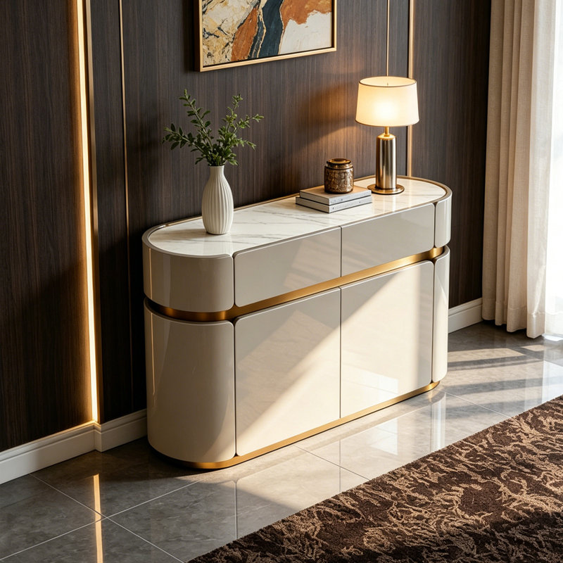 Buffet à tiroir de style italien, 35.43" H x 47.24" W x 15.75" D, Beige