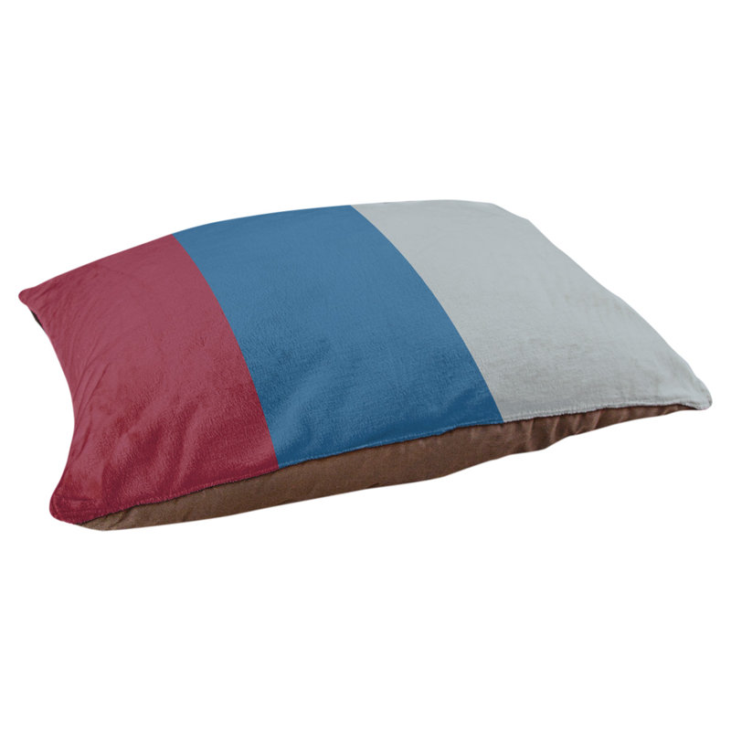 Coussin rectangulaire designer Kansas City, Grand (L 40 po x l 50 po), Bourgogne / bleu / argent