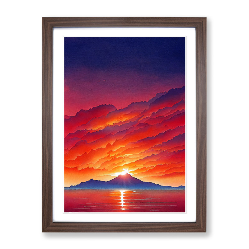 Mountain Sunset No.5 - Framed Print, 64cm H x 46cm W x 2cm D, Walnut