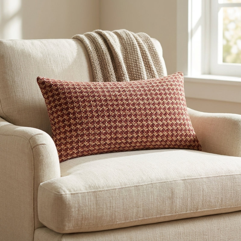 Coussin décoratif d’intérieur/d’extérieur de luxe à pampilles cerise Plutus, 16 po x 1 po