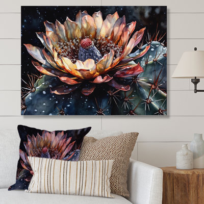 Rowin Brown Green Cactus Flower II sur impression sur toile