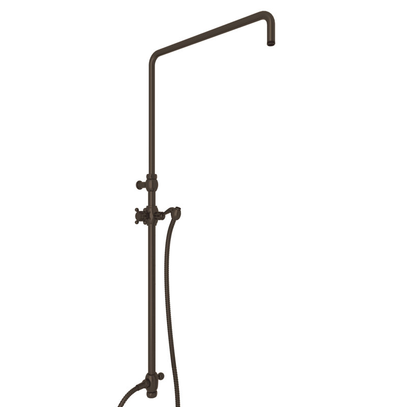 Riser Rohl avec inverseur, tuyau et support de douchette coulissante, Laiton toscan