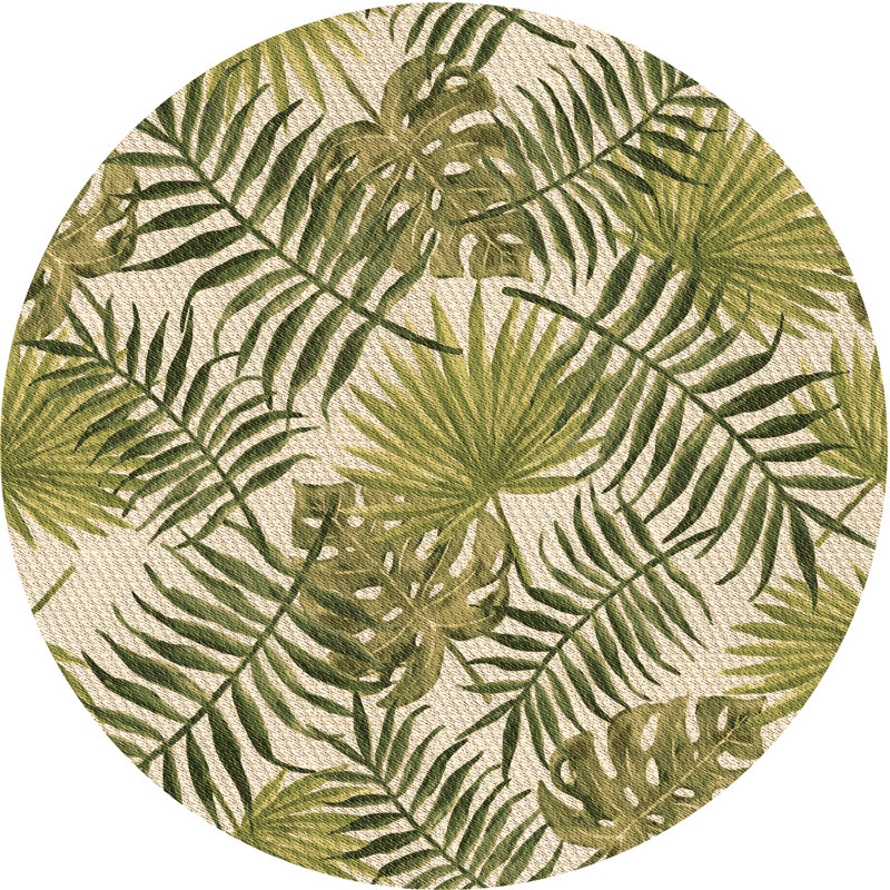 Tapis beige / vert Bassett, Rond 6 pi