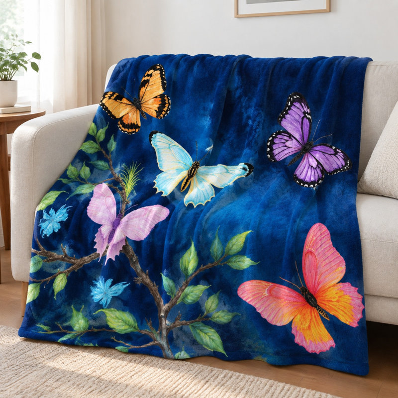 Couverture en flanelle Butterfly, L 50 po x l 40 po