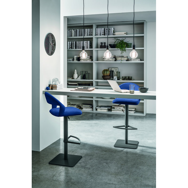 Denver Upholstered Adjustable Height Bar Stool, Graphite, Hazelnut