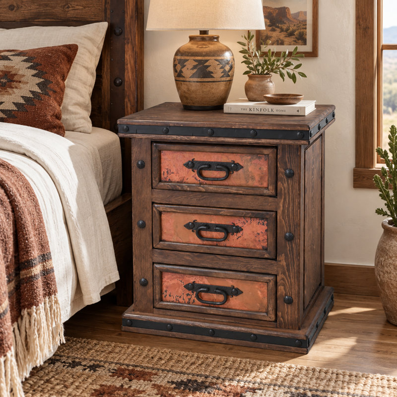 Table de chevet Pioneer, Brun / orange