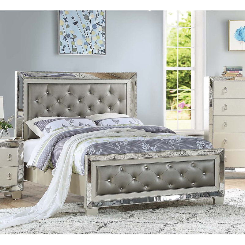 Upholstered Faux Leather Standard Bed, California King