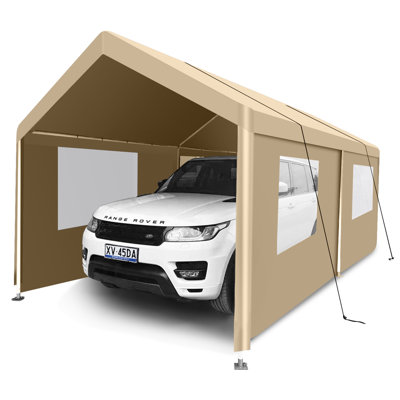 Carport, 10×20 Heavy Duty Portable Carport Garage Tent For Outdoor Storage Shelter Khaki