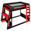 Lit superposé double en bois avec bureau, lumière DEL et USB, deux tablettes de rangement pour les joueurs, noir et rouge-831401371-831401348