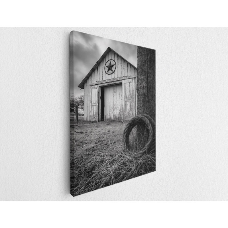 Impression sur toile Texas Barn - décoration murale étoile rustique solitaire - Western Country Farmhouse, H 60 po x l 40 po
