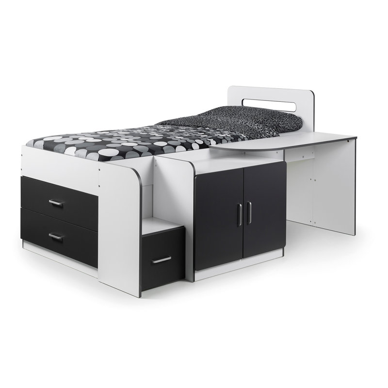 Cambell Single (3') Mid Sleepers with Storage Included with Built-in Ladder Included with Desk Included, Basic, No Mattress