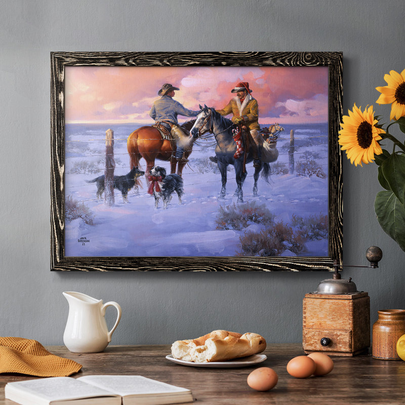 Sharin 'Christmas With The Neighbours, peinture sur toile encadrée, Noir, H 18 po x l 26 po x P 1,5 po