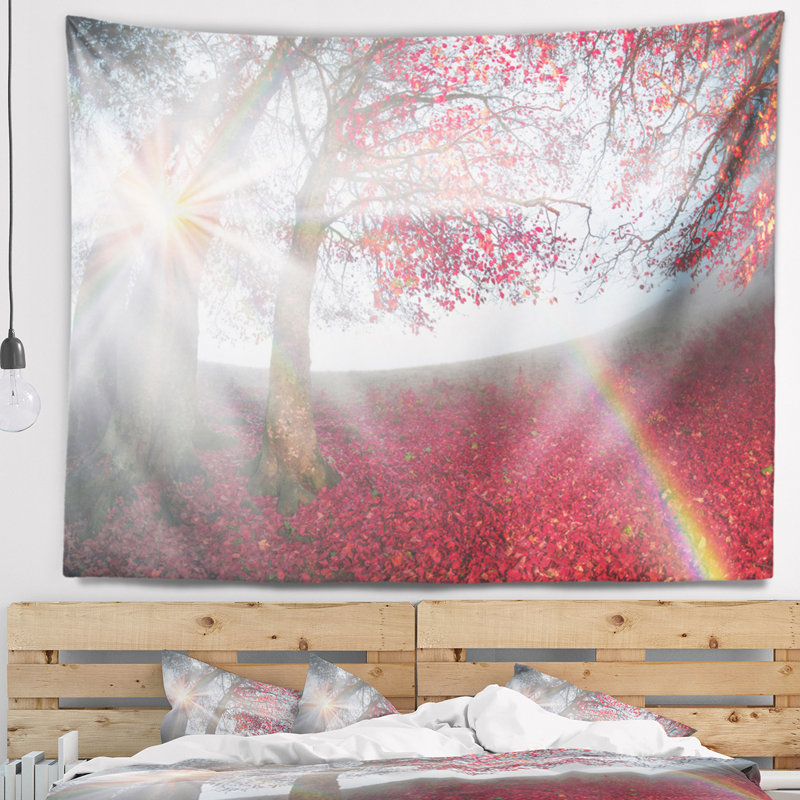 Forêt brumeuse après la tapisserie de tempête lourde Landscape, H 32 po x l 39 po