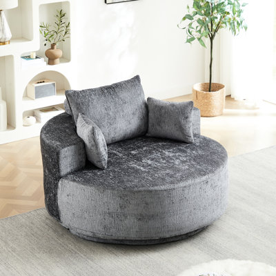 Fauteuil simple en mousse de 55 po de hauteur, pivotant à 360 degrés, canapé moelleux, tissu chenille