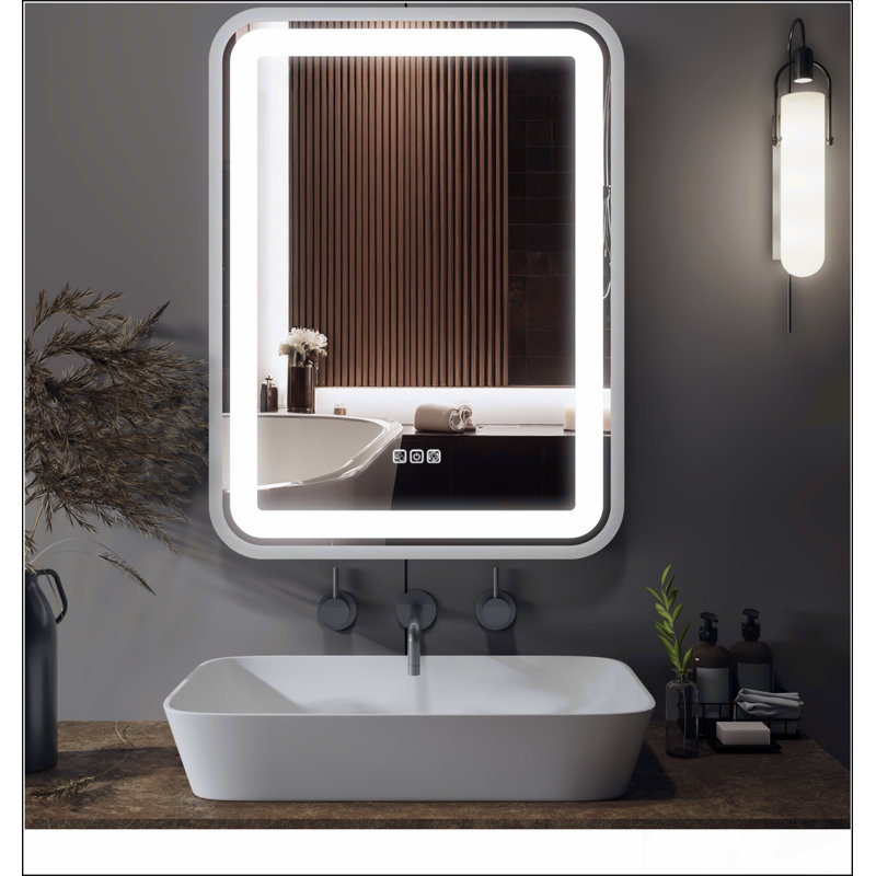 Bathroom Vanity Mirror with Smart LED, Dimmable 3 Colors, Anti-Fog, Memory Function, and Versatile Installation for Modern Bathrooms
