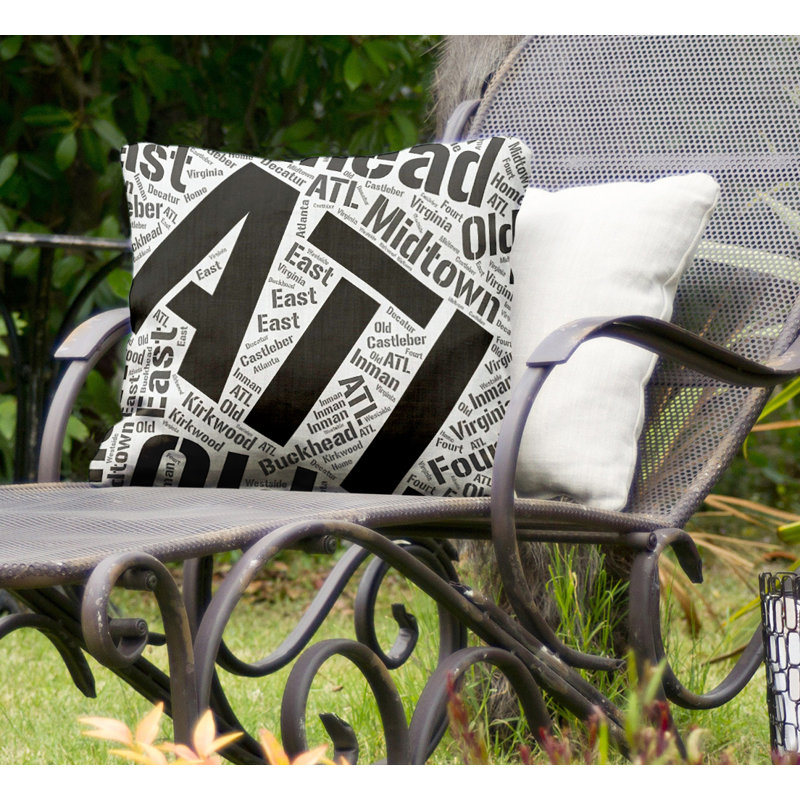 Coussin décoratif intérieur/extérieur atlanta, Non, H 16 po x l 16 po, Noir