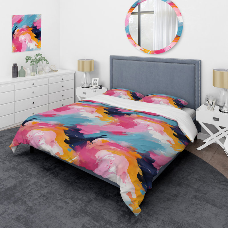 Ensemble de housse de couette Colorful Paint Swirl Bliss I, Housse de couette pour grand lit et 2 taies décor
