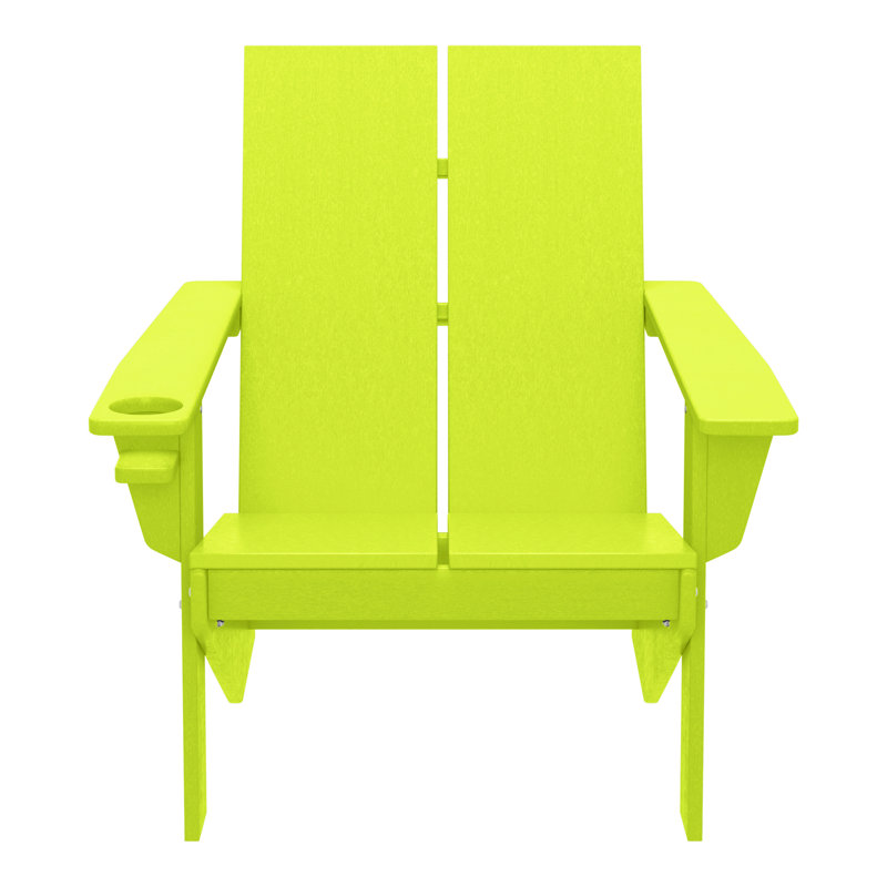 Modern Poly Adirondack Chair (Set Of 4), Black, Lime Green