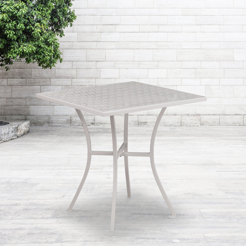 Chanea 28" Commercial Grade Steel Patio Table by Flash Furniture, Light Gray