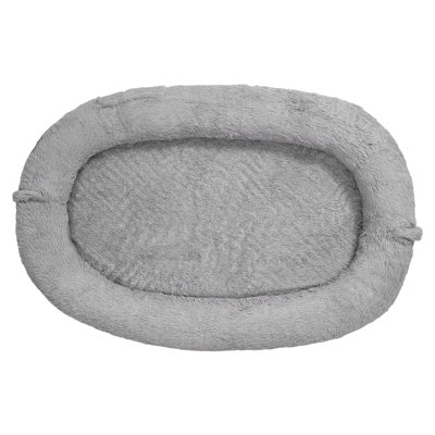 Lit pour chien humain, lit orthopédique pour chien en mousse à mémoire de forme 68,50 x 46,46 x 9,45 pouces, lits pour animaux avec poche latérale, poignée et fermeture à glissière, lits pour chiens amovibles lavables à la machine pour hommes, gris foncé