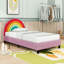 Twin Upholstered Platform Bed with Rainbow Headboard and Sturdy Frame