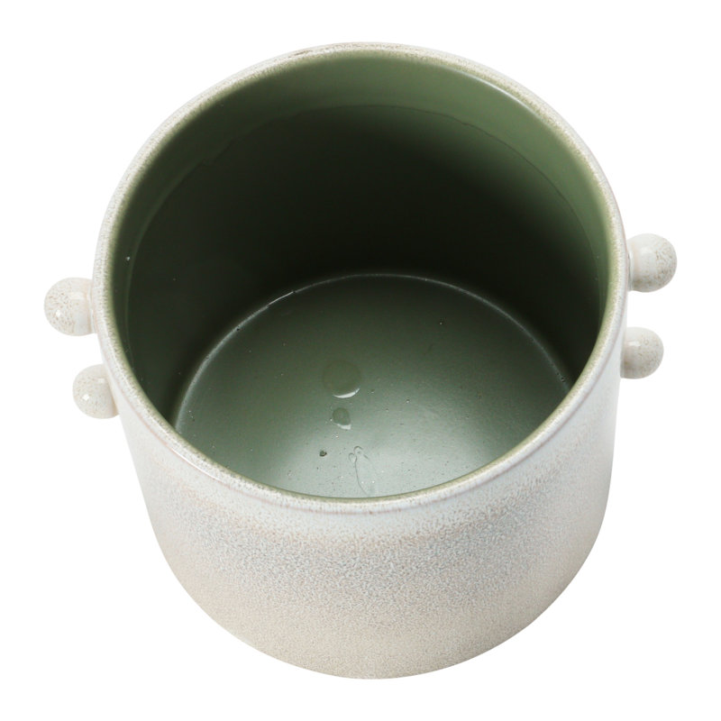 Elegant Cream Stoneware 9.75'' Round Indoor Planter