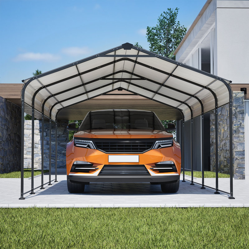 12X20 FT Metal Carport, Outdoor Car Shelter All Weather, Heavy Duty Outdoor Galvanized Car Shelter For Car Boat Truck And Suvs Black