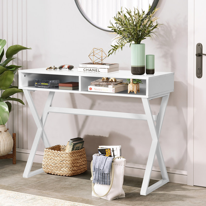 Hodgdon Modern 40" W Computer Desk, Makeup Vanity Table with 2 Storage Compartments