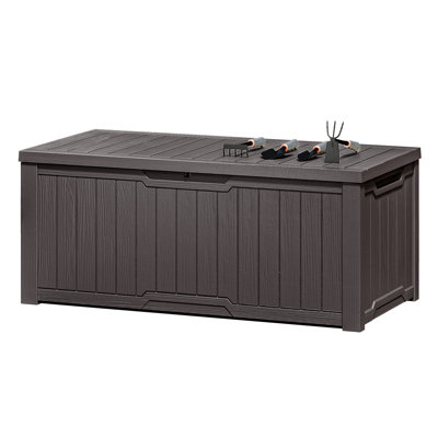 Quartey 120 Gallons Resin Deck Box with Soft Close Mechanism