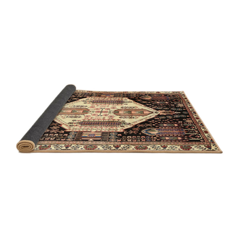 Tapis oriental beige / noir, Rond 6 pi