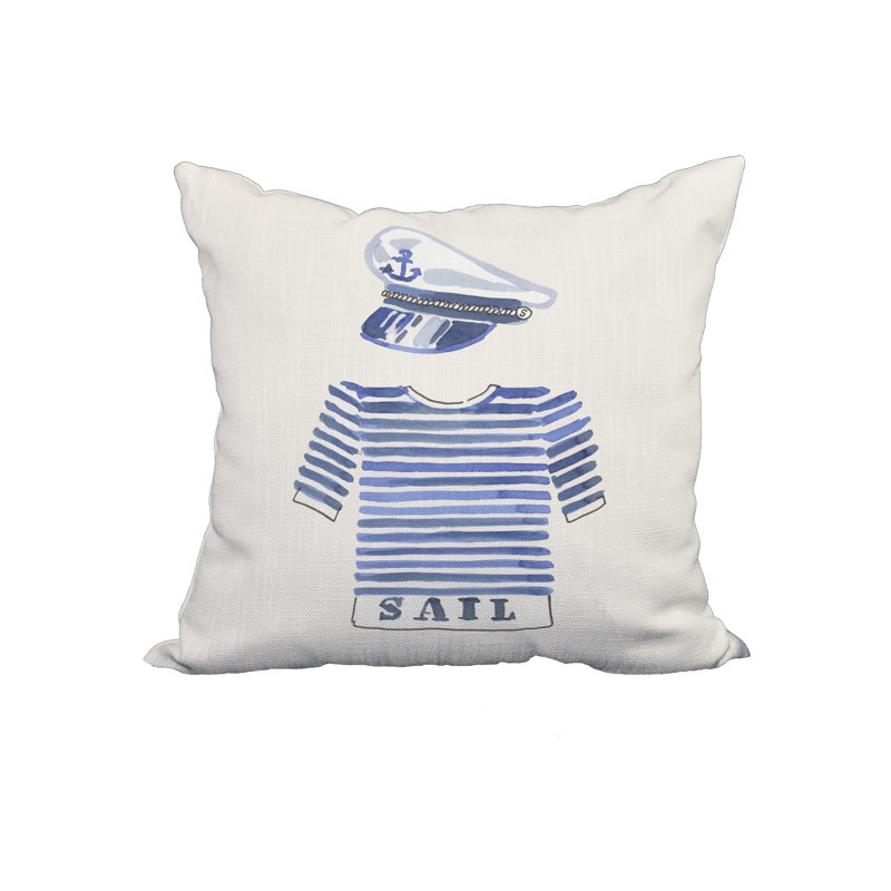  Housse et insert de coussin carré à imprimé capitaine Captain, 20 po x 20 po, Ivoire