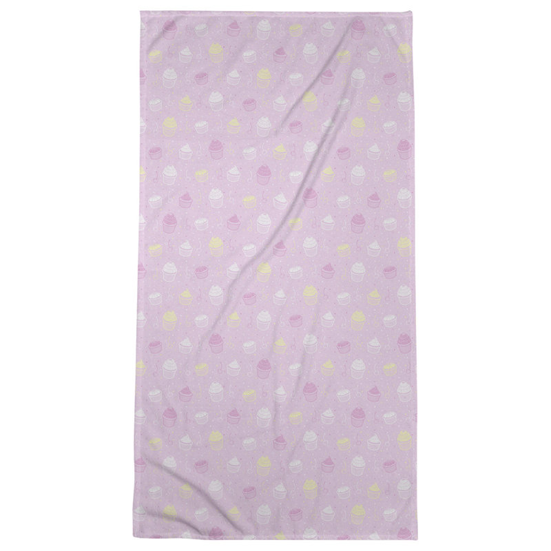 Serviette de bain classique cupcake, Rose/jaune