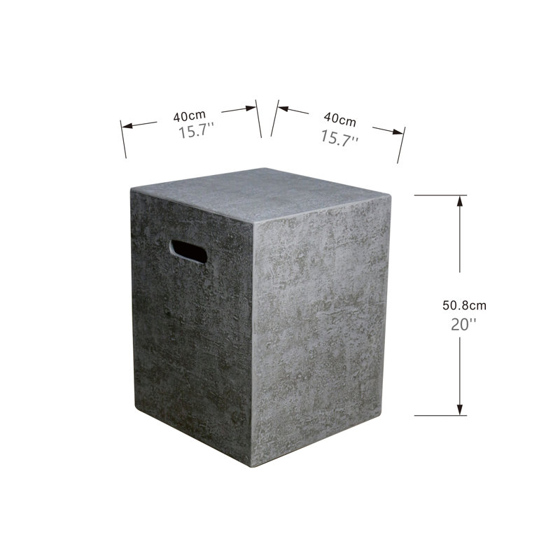 Light Gray Square Concrete Propane Tank Cover