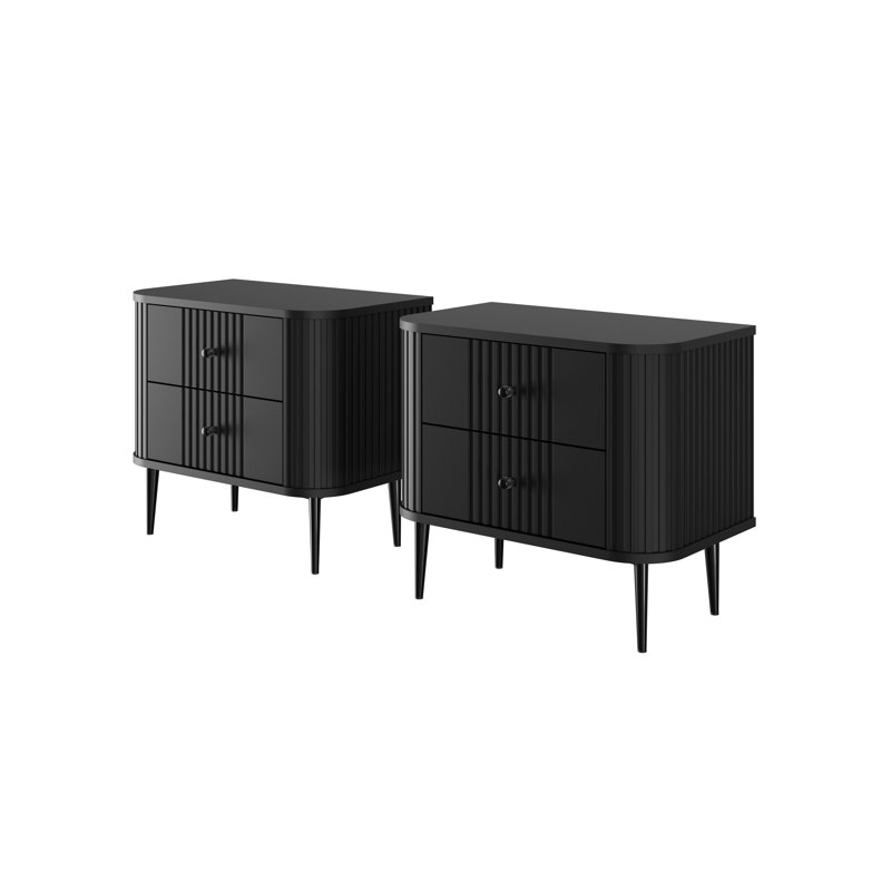 Dayzee 56cm W Manufactured Wood Bedside Table, Black/Black, Black, Black