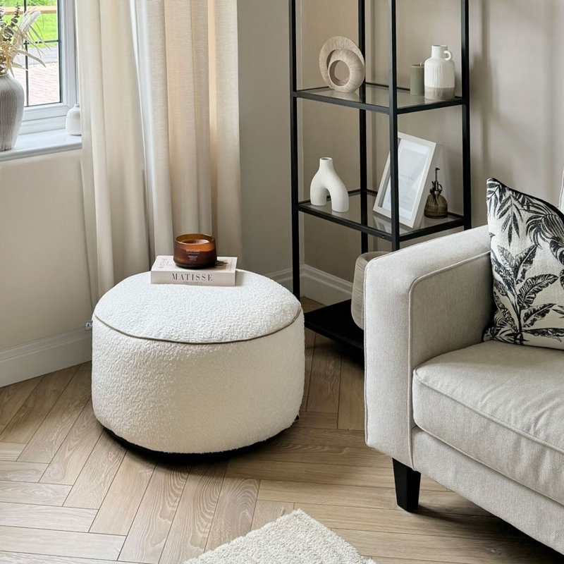 rucomfy Beanbags Snug Drum Pouffe with Filling - Large Round Footstool Ottoman - Home Decor Living Room Furniture Accessories - Machine Washable - 63 x 35cm