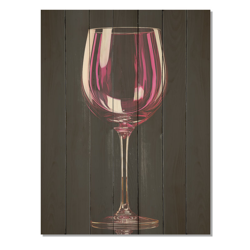 Shiraz Wine Silhouette Twilight - Wine On Wood Print, 20" H x 10" W