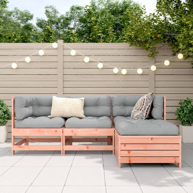 2-2 Wicker 3 - Person Garden Lounge Set, Natural Douglas