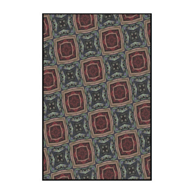 Tapis géométrique rouge / bleu