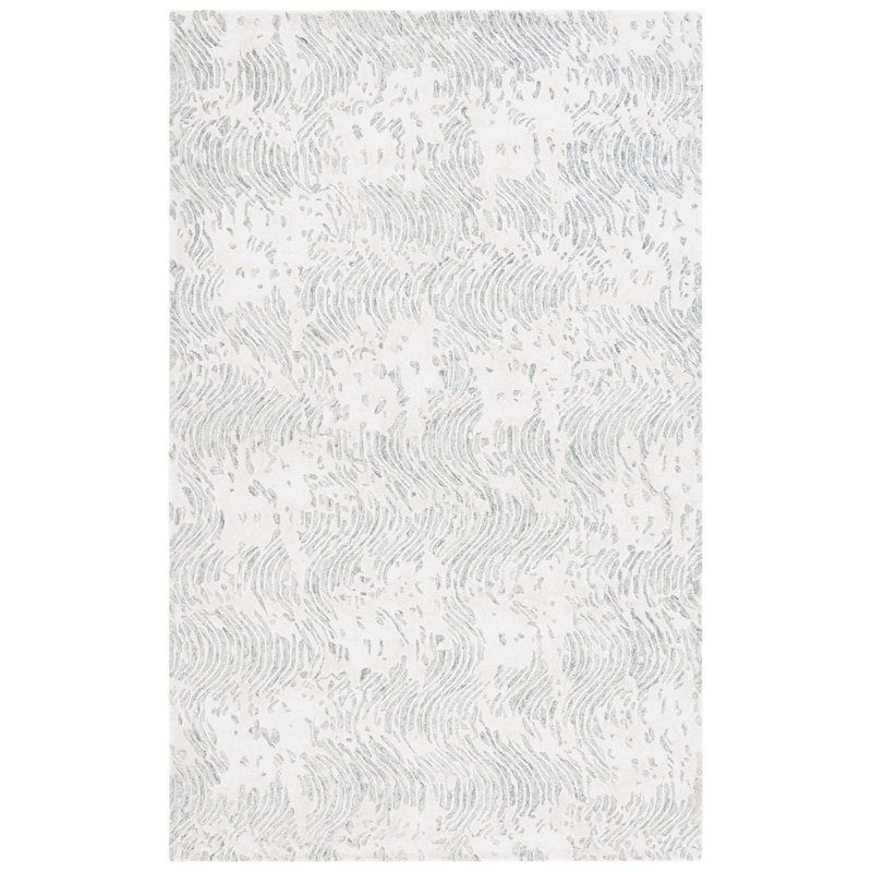 Glamour Hand Tufted Wool Viscose Cotton with Latex Abstract Rug in Ivory/Gray, Rectangle 3' x 5'