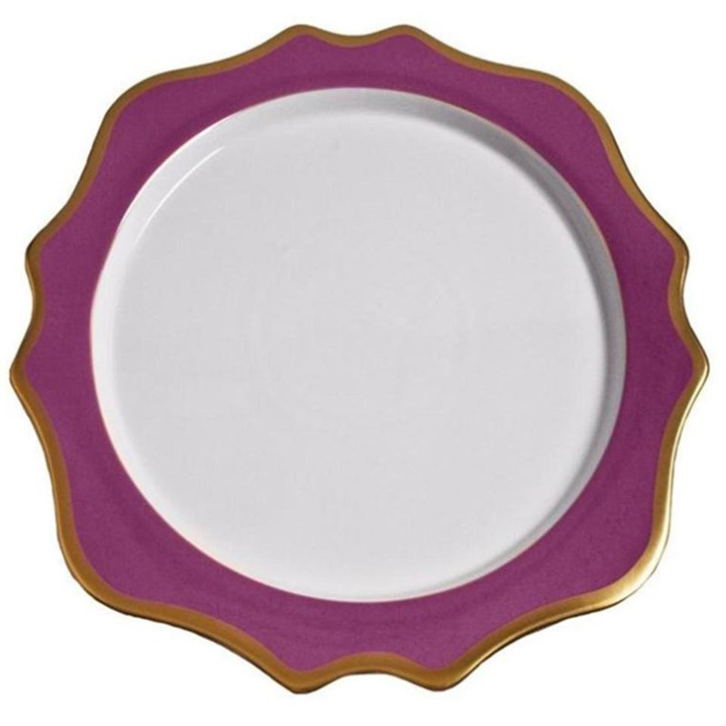 Annas Palette Porcelain China Scalloped Charger, Purple Orchid
