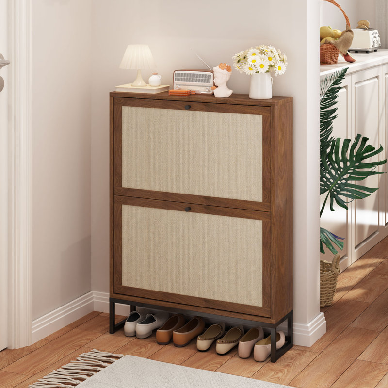 8 Pair Shoe Storage Cabinet, Walnut