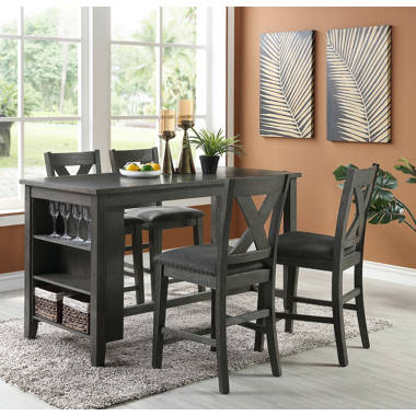 Bistro Table and Chairs Set of 2, 3-Piece Bar Table and Chairs, Small 2-Tier Round Dining Table 17 Stories