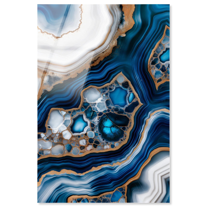Art mural en acrylique Azure Blue Alveoli I par Art Remedy, prêt à être accroché, H 45 po x l 30 po