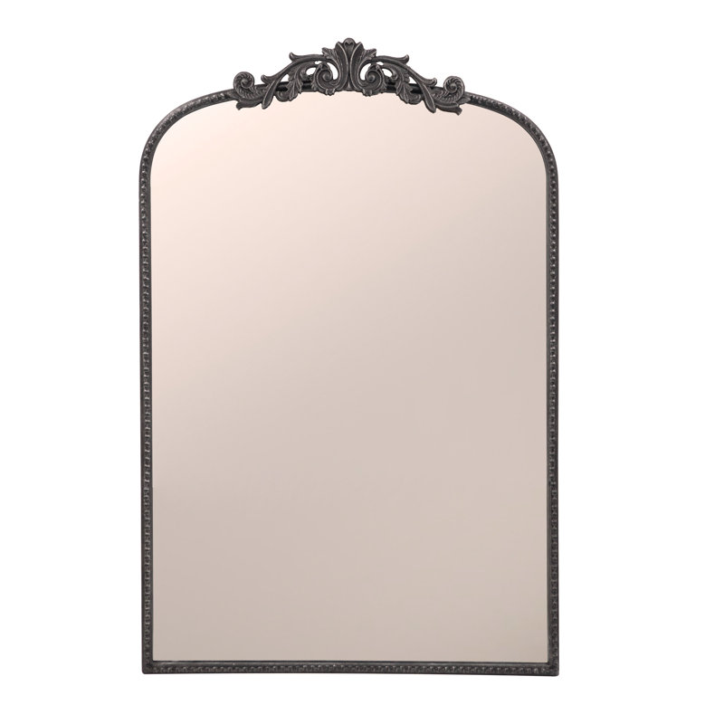 Miroir 24 po x 36 po de conception classique avec cadre d'inspiration baroque pour salle de bain, console de vestibule, adossée au mur