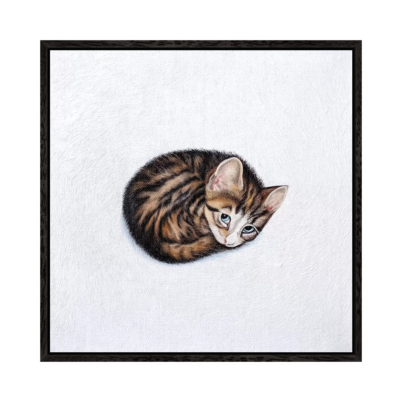 Kitkat by Vicky Mount - Painting on Canvas, 45.72 cm H x 45.72 cm W, Black Framed