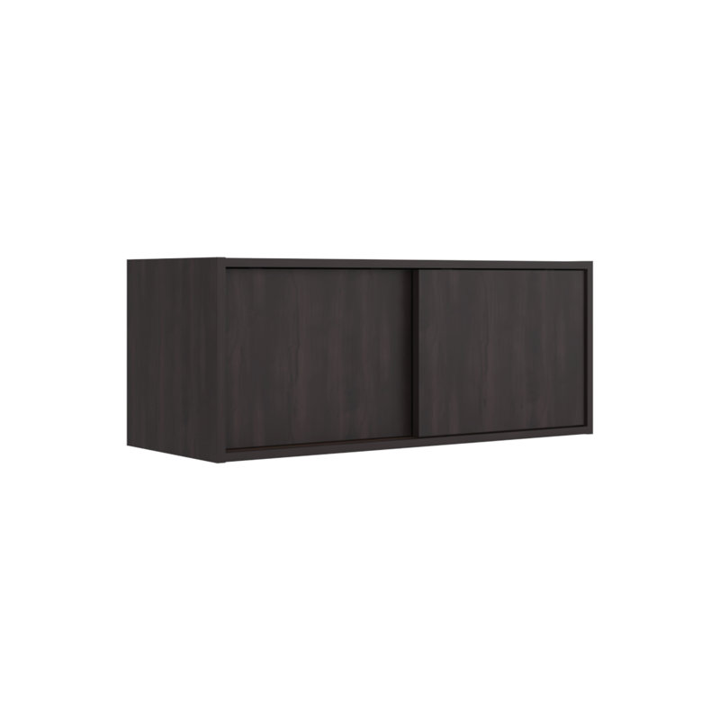 Note 32-Inch Wide Wall Storage Cabinet With Sliding Doors, Dark Walnut